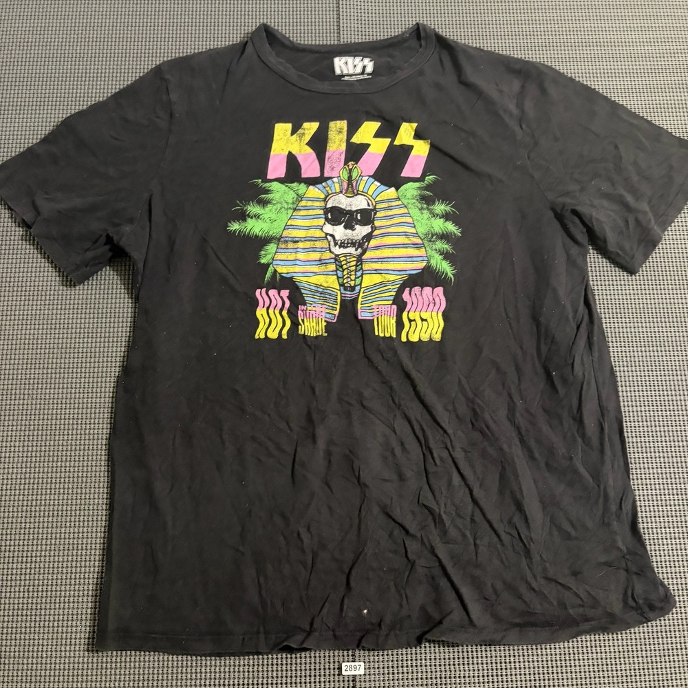 KISS Hot in the Shade 1990 Graphic T-Shirt Black Adult Large